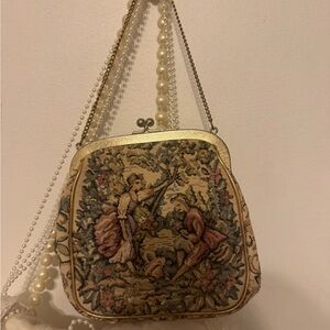 JR. Tapestry Floral Frame Clutch in Beige and Pink
